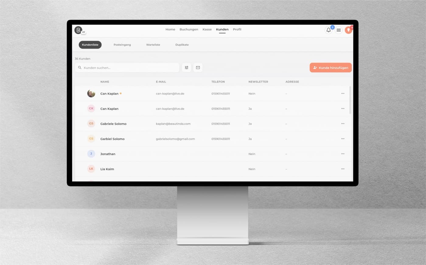 Beautinda App — Kundenverwaltung
